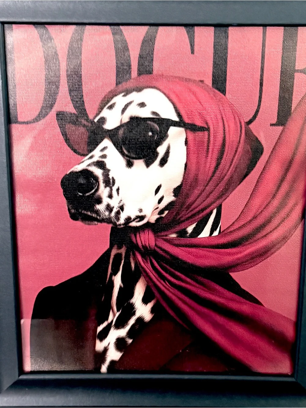 Dog Vogue Dalmation Dogue Fancy Canvas Art Print Black Framed Quirky Wall Art
